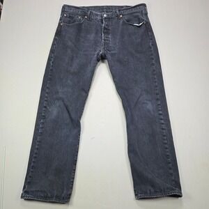 Levi Strauss Co 501‎ Jeans W38 L30 Black Wash Button Fly Straight Leg Denim